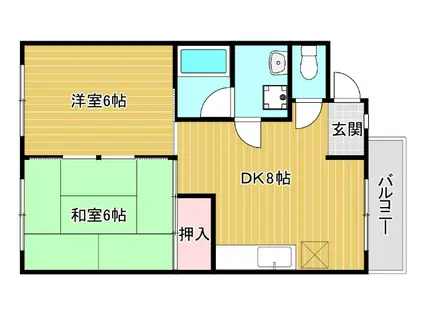 ヴィラコスモス(2DK/3階)の間取り写真