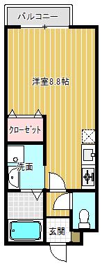 カーペンターハウスⅢ(1K/2階)の間取り写真