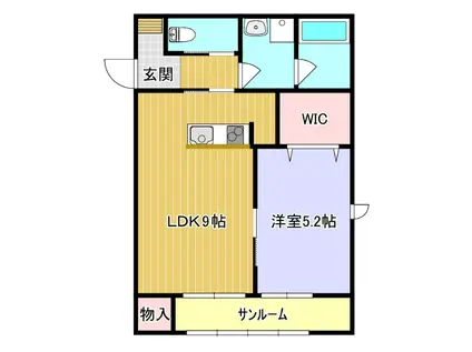 CA彩り(1LDK/2階)の間取り写真