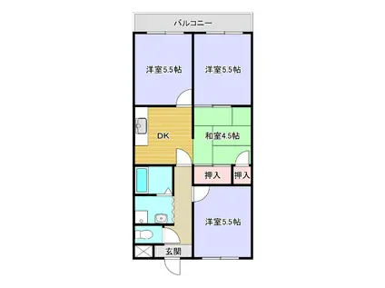 DIAMONDハイツ(4DK/2階)の間取り写真