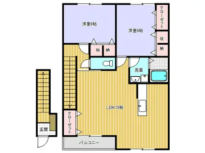 リトルアグリンA(2LDK/2階)の間取り写真