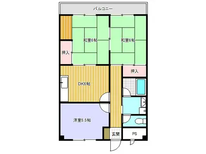 グランパレス南海(3DK/4階)の間取り写真