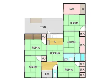 近江鉄道本線 水口石橋駅 徒歩5分 1階建 築36年(6SK)の間取り写真