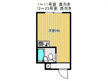 レジデンス岡本(ワンルーム/2階)の間取り写真