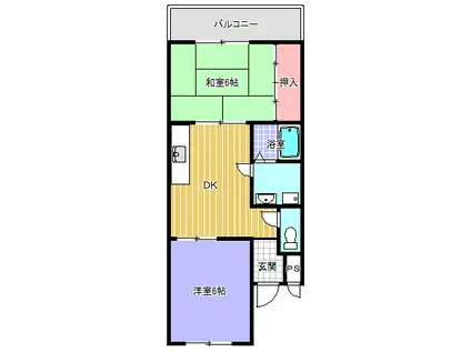奥村ハイツ(2DK/1階)の間取り写真