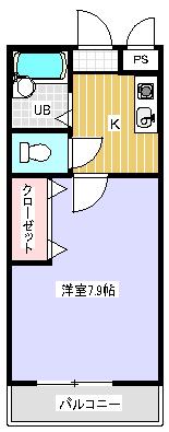 ノール・フォンテーヌ2番館(1K/2階)の間取り写真