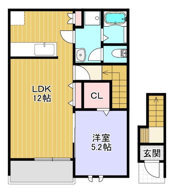 甲西駅前アパート(1LDK/2階)の間取り写真