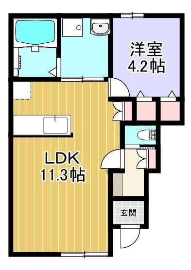 カーサSORA(1LDK/1階)の間取り写真