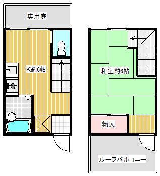 グリーンヒル(1K/1階)の間取り写真
