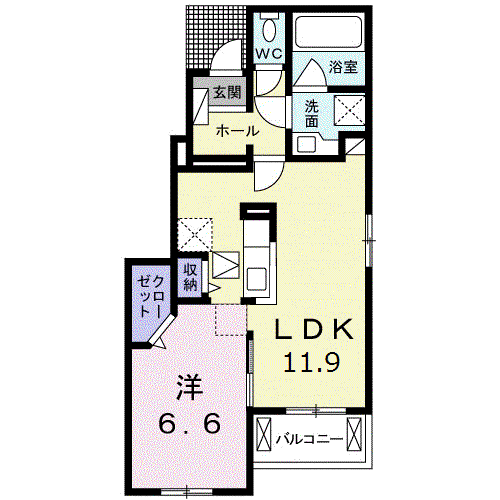 アルコバレーノ(1LDK/1階)の間取り写真