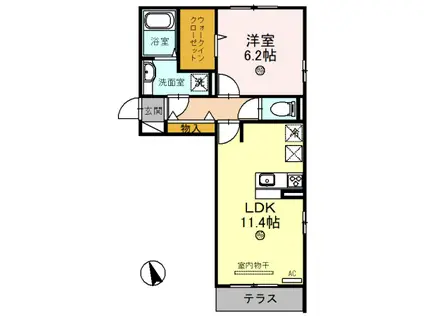 コモレビガーデン(1LDK/1階)の間取り写真