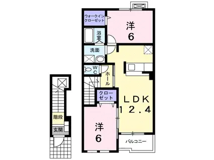 ヴィオラ フィオーレ(2LDK/2階)の間取り写真
