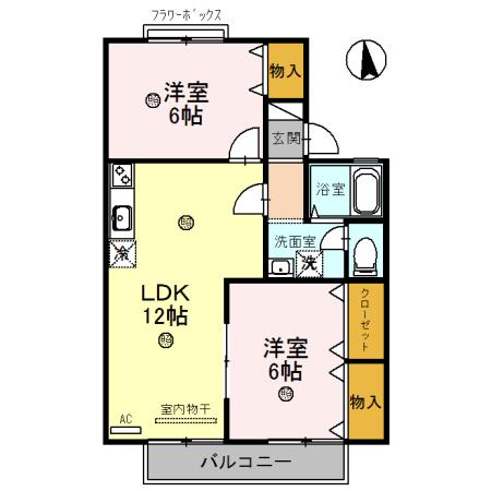 アグリンビレッジA棟(2LDK/2階)の間取り写真