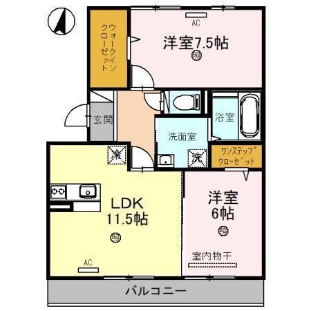 メイプルコート(2LDK/3階)の間取り写真