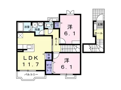 グランツ Ⅰ(2LDK/2階)の間取り写真