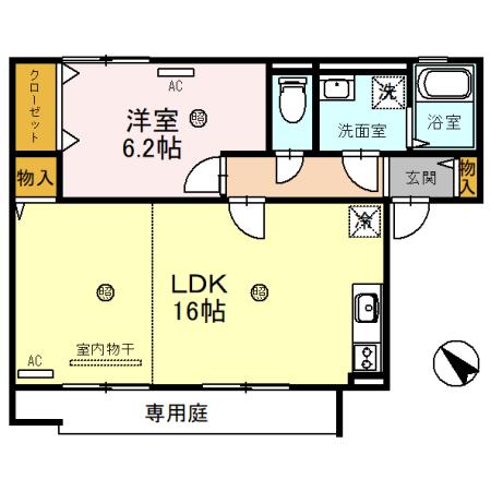 夢咲きの里C(1LDK/1階)の間取り写真