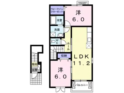 フラゴーラK.R(2LDK/2階)の間取り写真