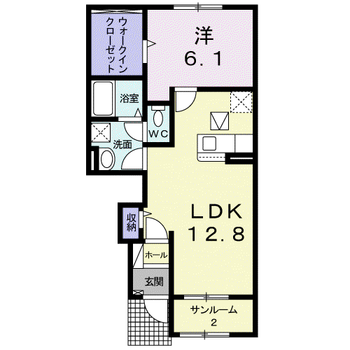 アルナージュ(1LDK/1階)の間取り写真