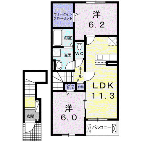 サンリット スクエア Ⅰ(2LDK/2階)の間取り写真