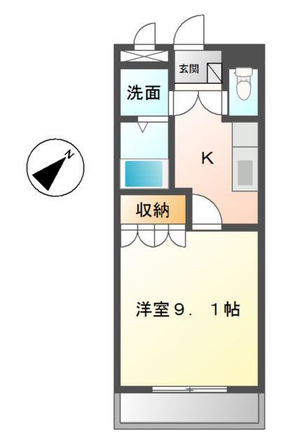 ヒルズ ココ(1K/1階)の間取り写真