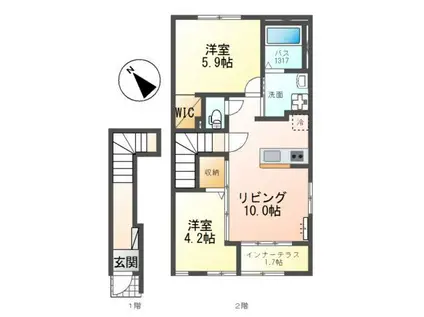 ワーサンライト21(2LDK/2階)の間取り写真