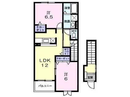 レインボー宝積(2LDK/2階)の間取り写真