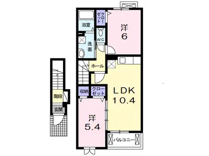 サニーハウスHAGIWARAⅡ(2LDK/2階)の間取り写真