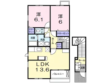 トゥー・ル・モンド(2LDK/2階)の間取り写真