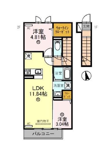 コットンハウス5(2LDK/2階)の間取り写真