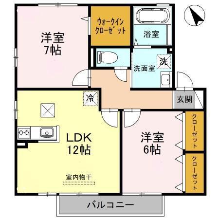 リビングタウン水口F棟(2LDK/1階)の間取り写真