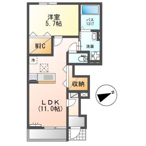 オリーブ高塚(1LDK/1階)の間取り写真