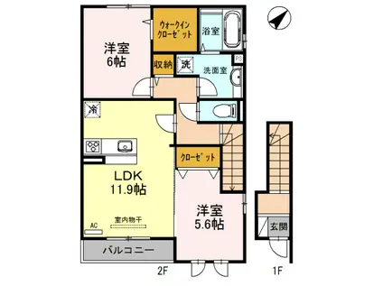 モンシャトー(2LDK/2階)の間取り写真