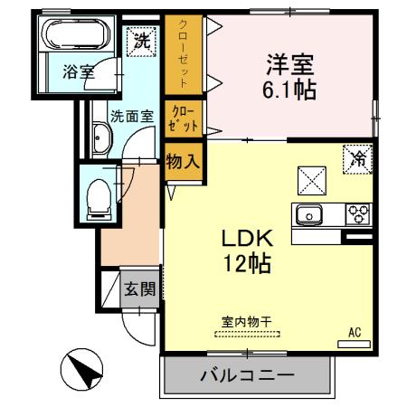 TAKEEMU(1LDK/1階)の間取り写真