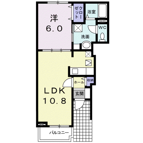 ラシュールコートⅡ(1LDK/1階)の間取り写真