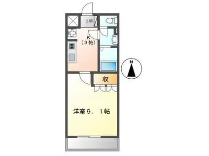 プランドール紫香楽(1K/2階)の間取り写真