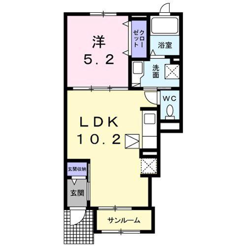 ロジュマン ミユキⅡ(1LDK/1階)の間取り写真