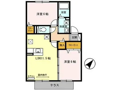 セジュールアースマーシⅣ(2LDK/1階)の間取り写真