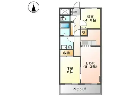 近江鉄道本線 桜川駅(滋賀) 徒歩16分 2階建 築24年(2LDK/2階)の間取り写真