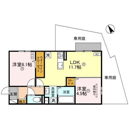 グランド ソレーユ(2LDK/1階)の間取り写真