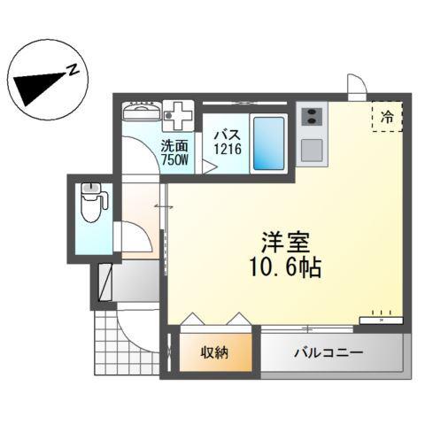 IMPERIAL HOUSE(ワンルーム/1階)の間取り写真