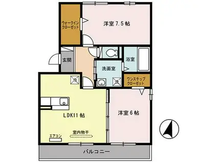 メイプルコート(2LDK/2階)の間取り写真