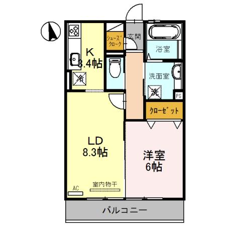 ハンズレジデンス泉(1LDK/3階)の間取り写真