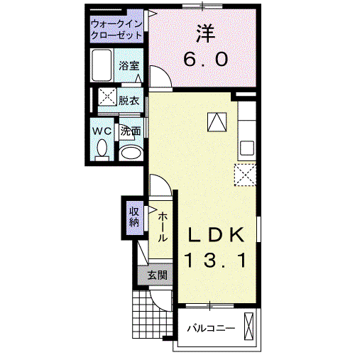 クレール聖徳A(1LDK/1階)の間取り写真