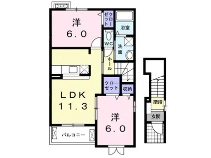 スプランディードⅡ(2LDK/2階)の間取り写真