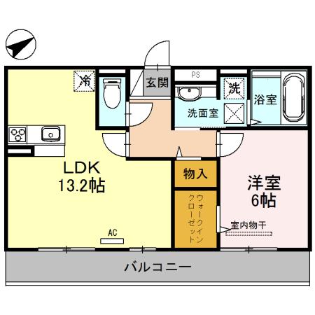 リベルタ(1LDK/2階)の間取り写真