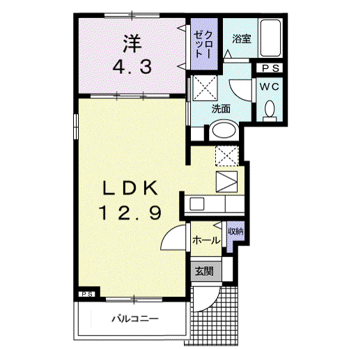 ブリーズヒル(1LDK/1階)の間取り写真