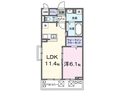 レスパスカルム(1LDK/2階)の間取り写真