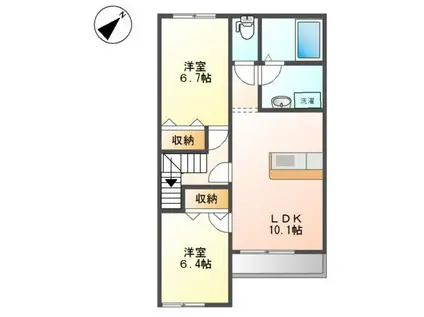 フローラルコートDS(2LDK/2階)の間取り写真