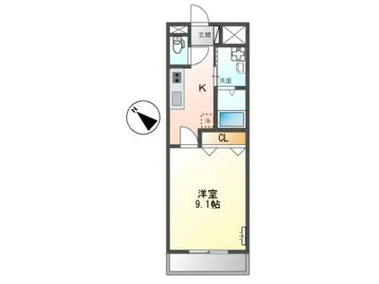 ピア・BELL(1K/2階)の間取り写真