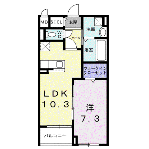 アストラル ノーブル(1LDK/2階)の間取り写真